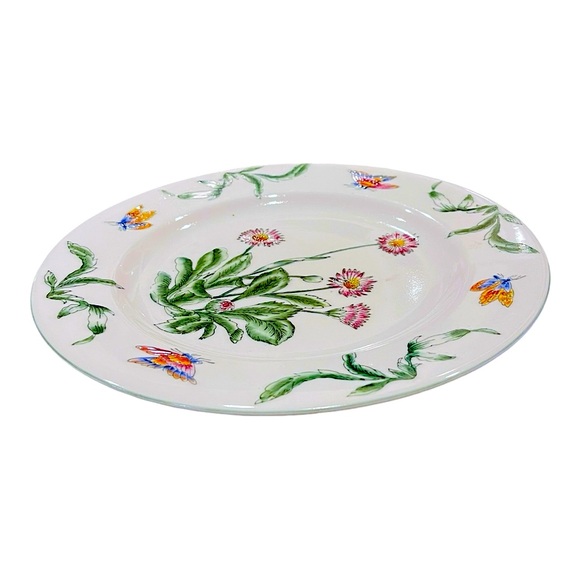 ORIENTAL ACCENT 10.5" Hand Painted Raised Daisies Butterflies Decorative Plate - Picture 12 of 15